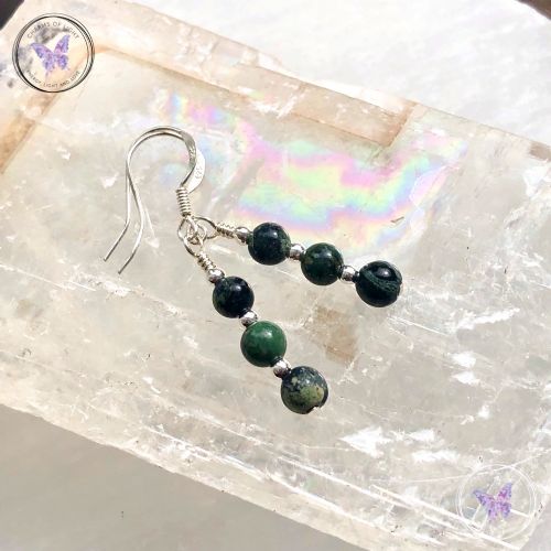 Kambaba Jasper Triple Bead Earrings